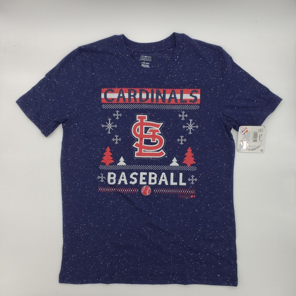 MLB St. Louis Cardinals Youth Navy Speckled Holiday T-Shirt Size L 14/16